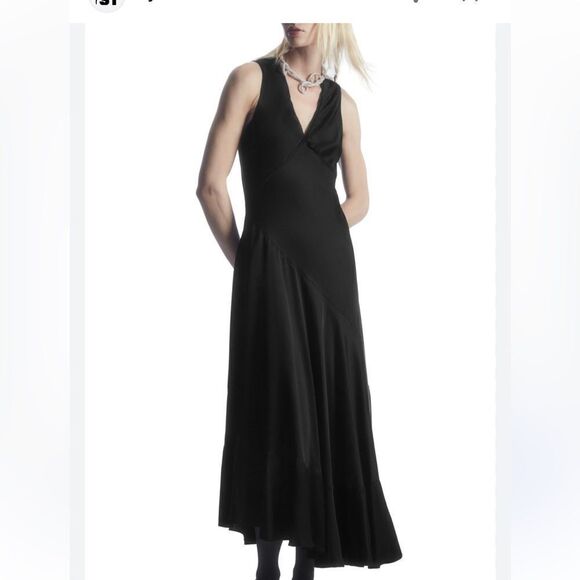 NWT COS ASYMMETRIC SATIN MIDI DRESS Size 14 - Picture 3 of 10